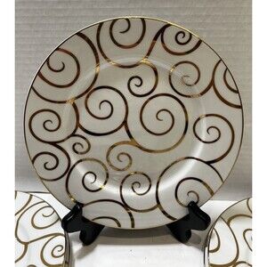 Pier 1 "Gold Swirl" Salad Dessert Appetizer Plates 7.5" Set Of 8 Discontinued